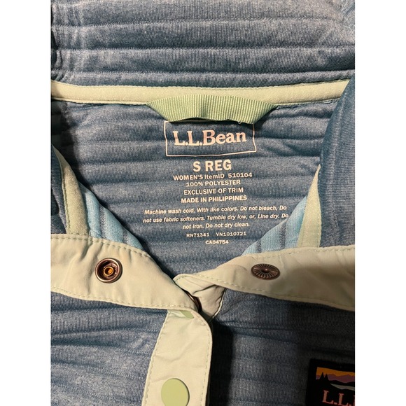 LL Bean Women Airlight Knit Pullover Sweatshirt Blue Colorblock Quarter Snap S - Picture 3 of 5